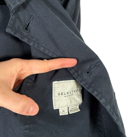 Selected Homme SLHJack Canas Sapp Worker Jacket Blue Utility Mens Medium - Picture 3 of 6